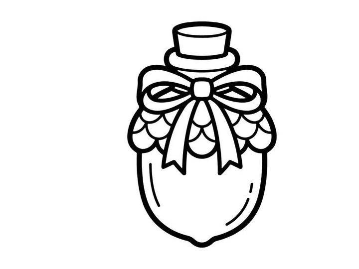 Eichel-Icon mit dekorativer Schleife. Niedliche Herbst-Nuss-Illustration für saisonales Design.