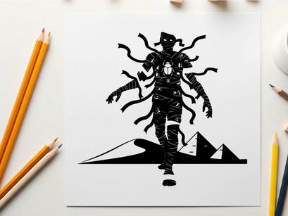 Silhouette of a man with multiple tentacles emerging silhouette