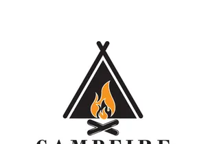 Bonfire Campfire Camp Fire place wood flame vintage retro logo design
