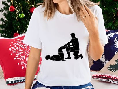 Silhouette of a man performing a self defense technique on another person