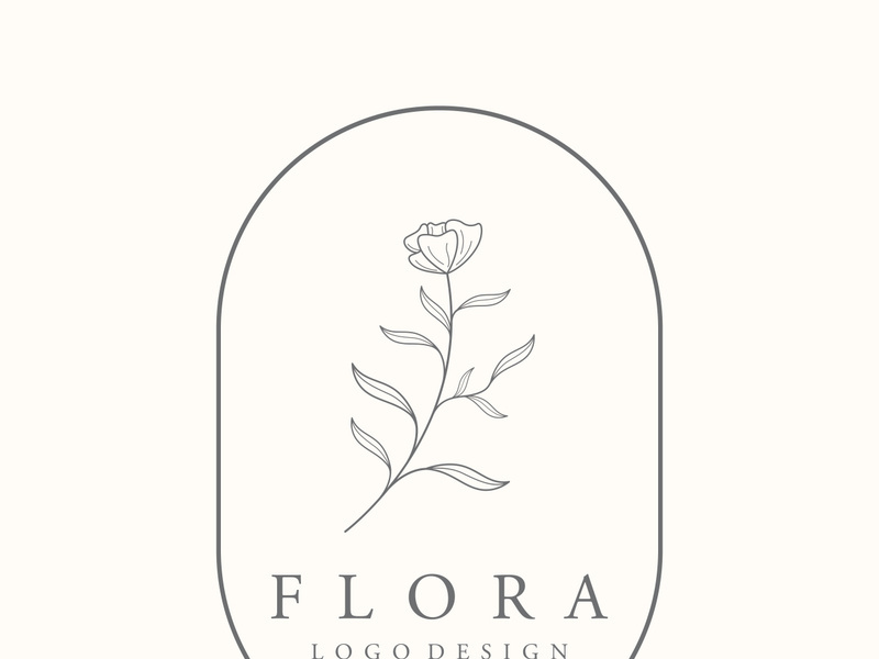 Hand drawn natural organic botanical feminine delicate logo for florist, wedding, badge, photographer and beauty.