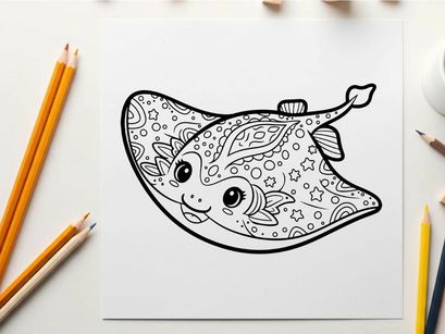 Cute cartoon fish with stars vector illustration flat design