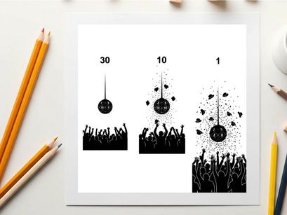 Silhouette of a crowd reacting to a falling object in silhouette