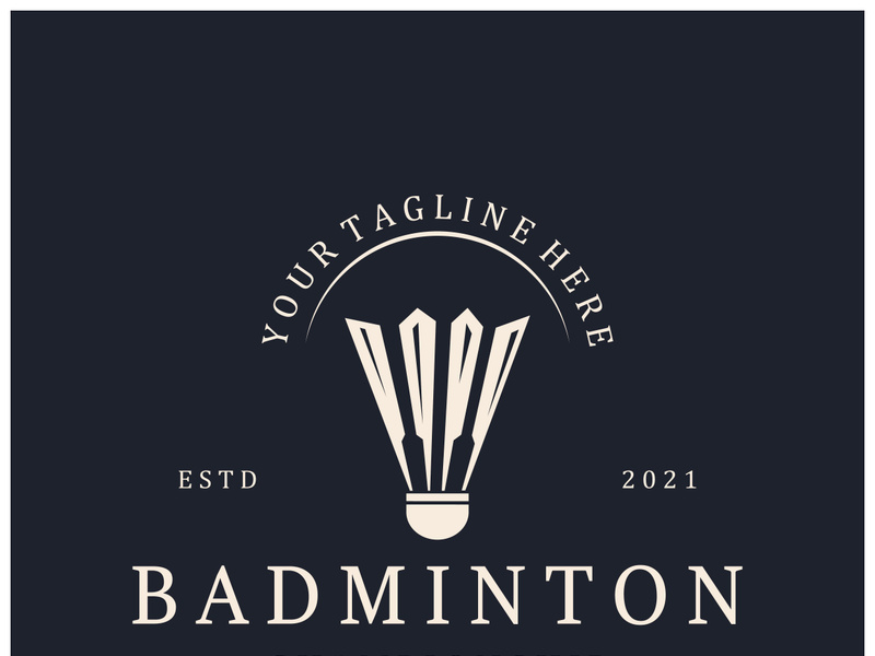 Modern Badminton logo design with Dynamic Shuttlecock and Racket, for championship, sport, sports shop, badminton school, business, company, tournament