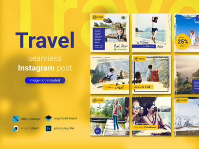 Travel Social Media Post - yellow color theme