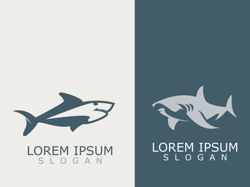 Shark Logo animal sea design icon vector silhouette template