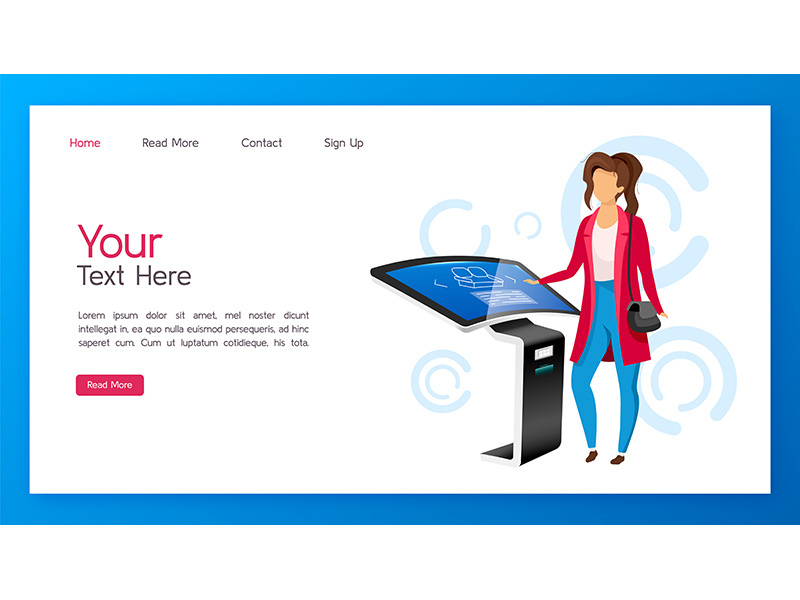 Product promotion kiosk landing page vector template