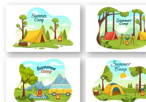 15 Summer Camp Vector Illustration