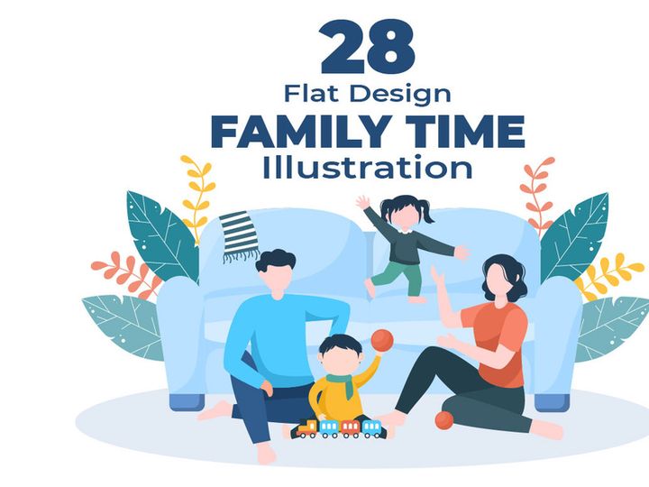 28 Family Time Parents and Children Illustration