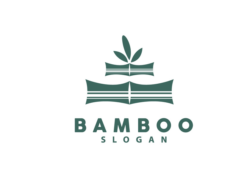 Bamboo Logo, Green Plants Vector, Simple Minimalist Design