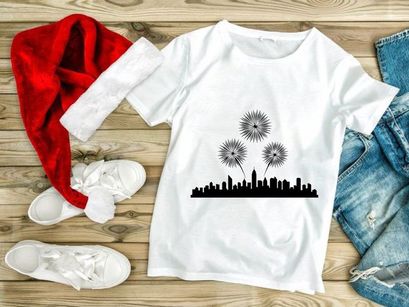 City Skyline with Fireworks Silhouette