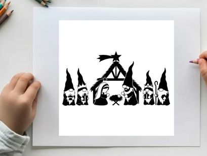 Nativity scene silhouette with holy family and star of bethlehem