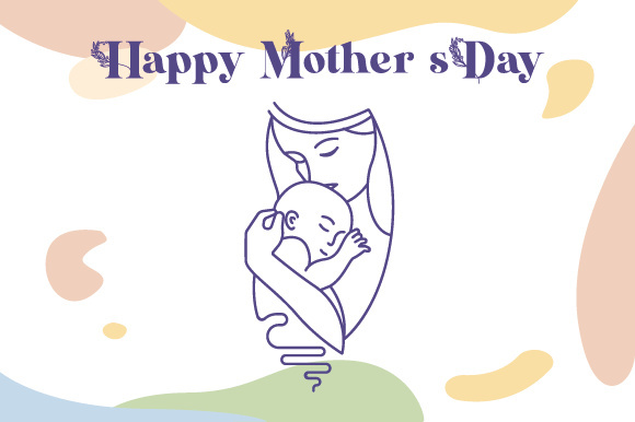 Happy Mother's Day Art Line Illustration