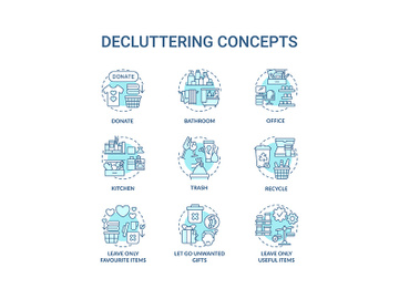 Decluttering concept icons set preview picture