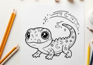 Cute cartoon frog with stars vector illustration