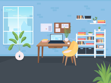 Workplace flat color vector illustration preview picture