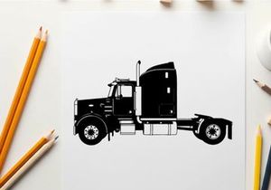 Silhouette of a semi truck with a large sleeper cabin