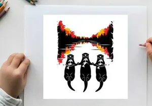 Three rats silhouette in front of a vibrant sunset silhouette