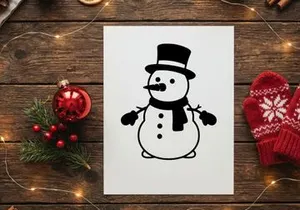 Cute Snowman with Top Hat and Scarf for Winter Holiday Decor