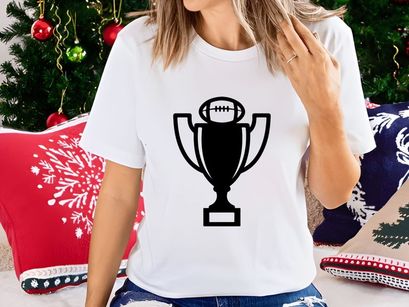 American football trophy icon with ball on top