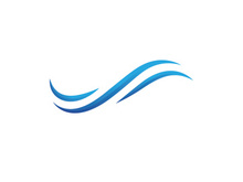 Blue water wave logo, vector icon illustration