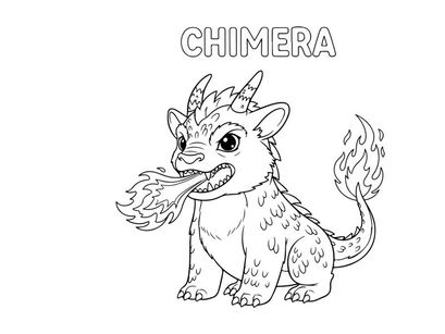 Mythical chimera creature growling fire vector illustration