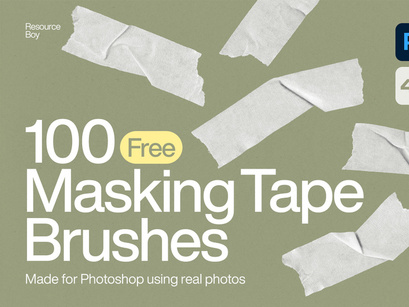 100 Free Masking Tape Photoshop Brushes