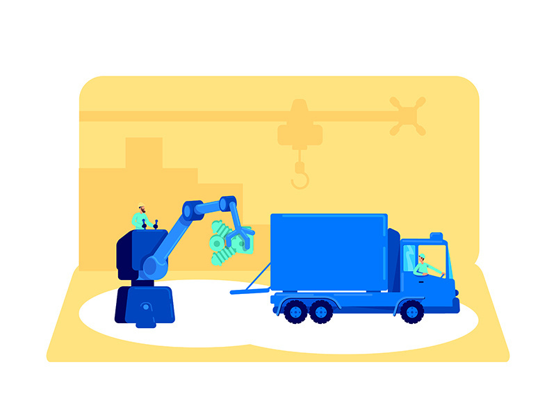 Loading product in van flat concept vector illustration