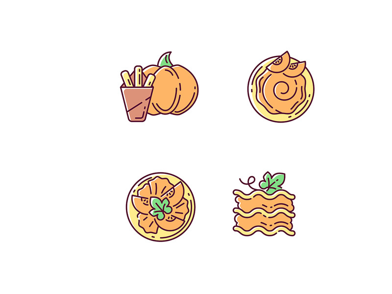 Gourd recipes RGB color icons set