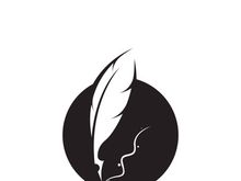Feather quill design icon and logo illustration classic stationery