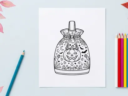 Halloween perfume bottle with smiling jack-o-lantern design. Spooky scented glass container featuring festive bat and ghost patterns for seasonal d...