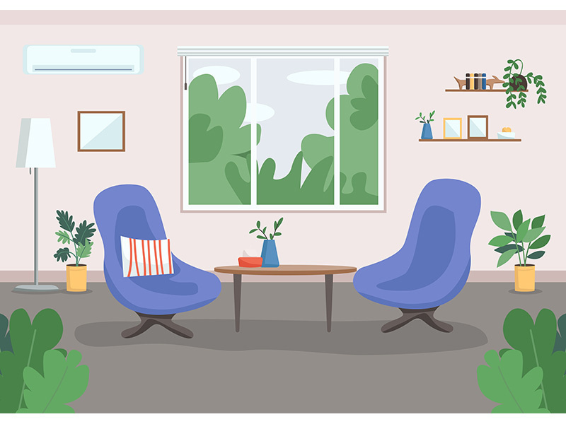 Psychotherapy cabinet flat color vector illustration