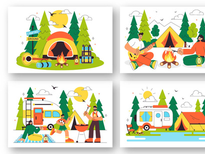 10 Summer Camping Illustration
