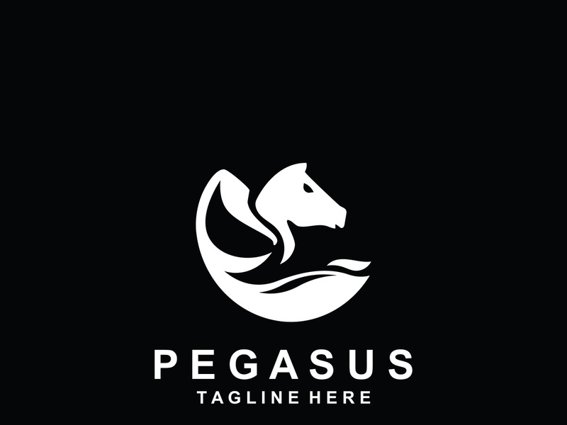 Pegasus horse Logo minimalist, Line art, Modern simple mascot, Mystic premium emblem
