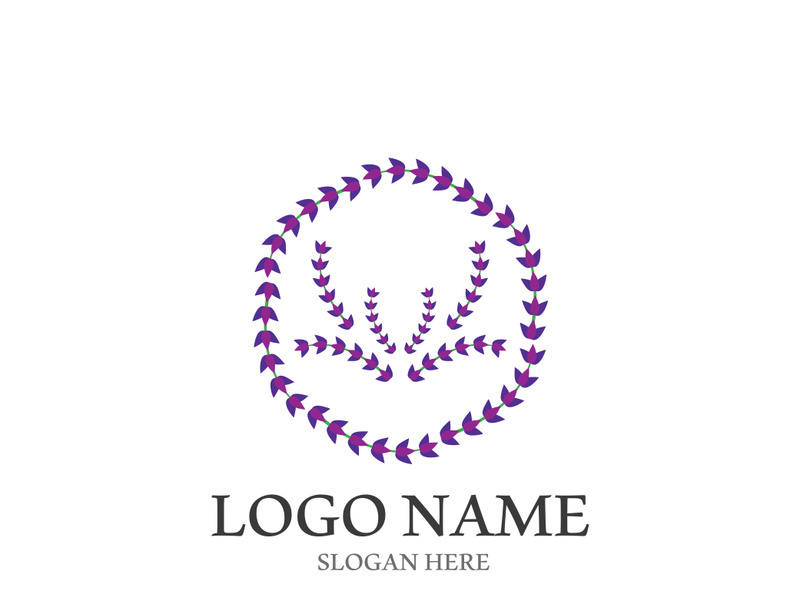 Fresh lavender flower logo vector flat design