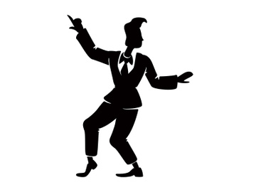 Stylish boogie woogie male dancer black silhouette vector illustration preview picture