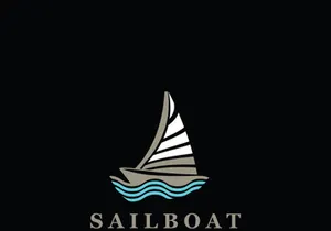 Sail boat logo water lines hipster design minimalist template
