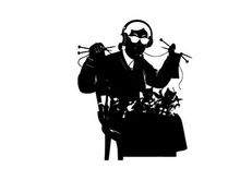 Silhouette of a man with headphones and strings silhouette