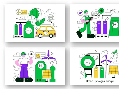 10 Green Hydrogen Energy Illustration