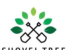 Shovel logo for agriculture, excavation,building, mining foundation. gardening vector set design with leaves