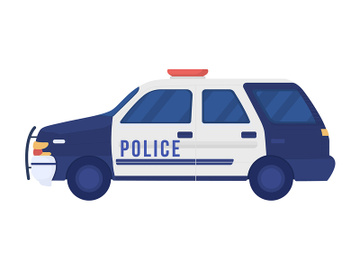 Police car semi flat color vector object preview picture