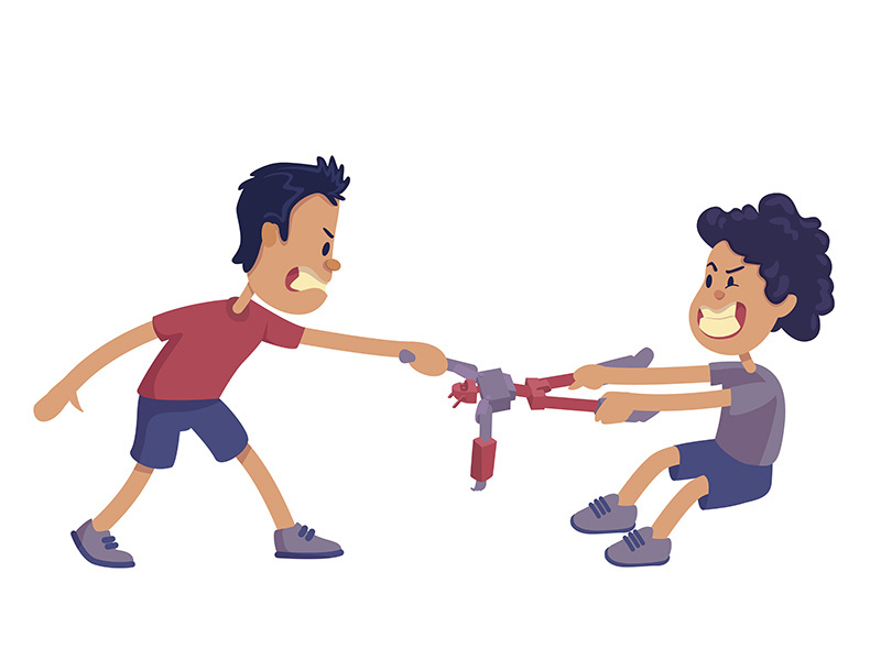 Siblings rivalry flat cartoon vector illustration