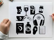 Silhouette of various objects with prohibition signs silhouette