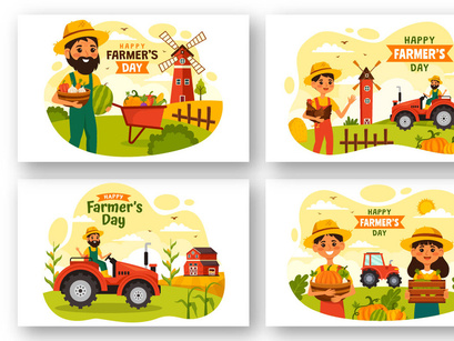 12 Happy Farmer's Day Illustration