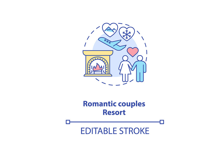 Romantic couples resort concept icon