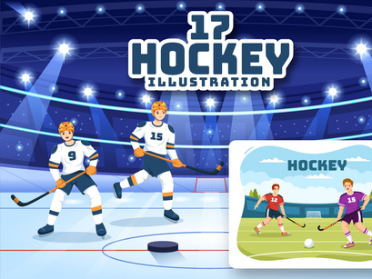 17 Hockey Player Sport Illustration