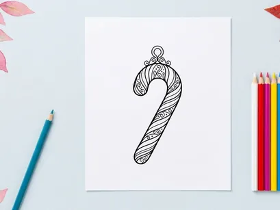 Ilustración de arte lineal de adornos decorativos de bastones de caramelo para proyectos de diseño navideño.