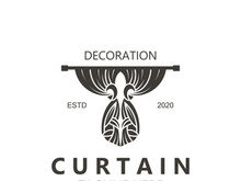 Curtain logo decoration style minimalist elegant vector design illustration