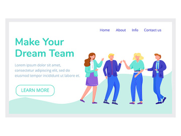 Make your dream team landing page vector template preview picture