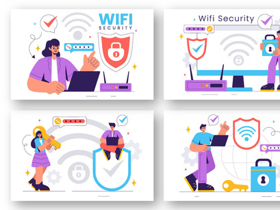 9 WiFi Security Wireless Technology Illustration